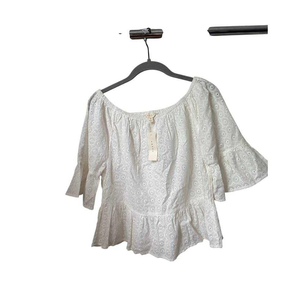 ADIVA White Eyelet Embroidered Off Shoulder Peasant Blouse Top Women’s M NWT - Picture 4 of 8